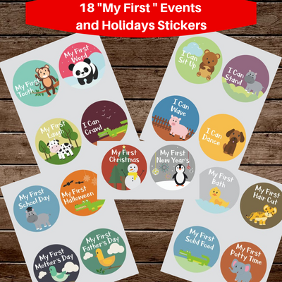 Little Jungle and Farm Animals Lover Baby Memory Book with 48 milestones stickers- First 5 Years - Laura Baby and Company