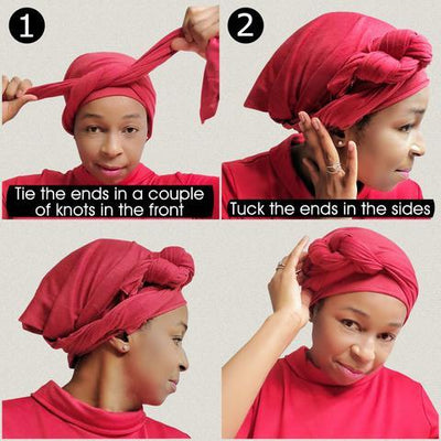 Black and Fuchsia Solid Color Head Wrap-2 Pcs