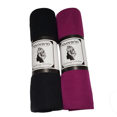 Black and Fuchsia Solid Color Head Wrap-2 Pcs