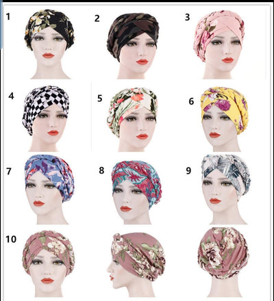 Floral Printed PRE-TIED Women Beanie Cap