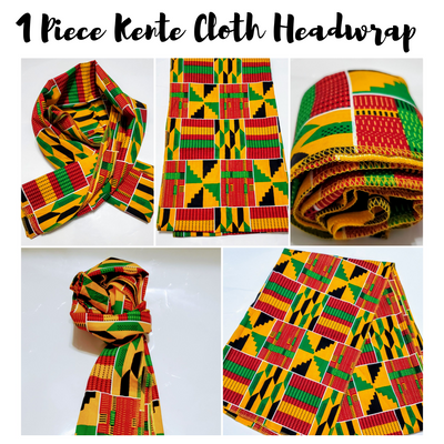 KENTE Cloth Extra Long 72"×22" Headwrap ANKARA Dashiki African Print Wrap/Scarf for Women - Green, Black & Orange  Head wrap Tie Hat - Ethnic Tribal - Laura Baby and Company