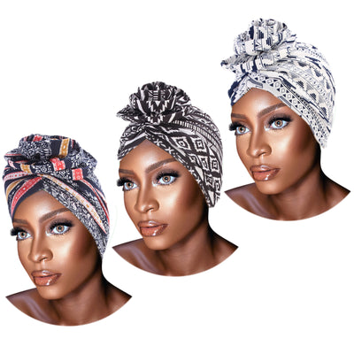 African PRE-TIED Women Flower Knot Cap