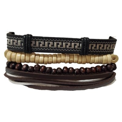 24 Pcs Woven Leather Cuff Bracelet