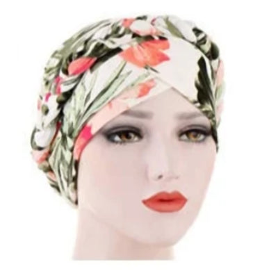 PRE-TIED Women African Turban with Rose Braided Knot Bonnet Beanie Cap Headwrap| Stretch Jersey Knit Wraps Scarf Turbans Ties | Headbands | Bandana - Laura Baby and Company