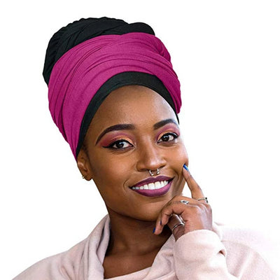 Black and Fuchsia Solid Color Head Wrap-2 Pcs