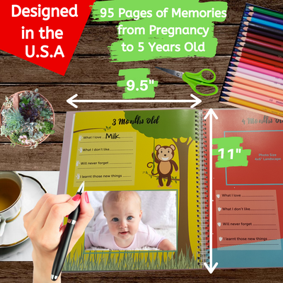 Baby Memory Scrapbook with 48 Pack Stickers