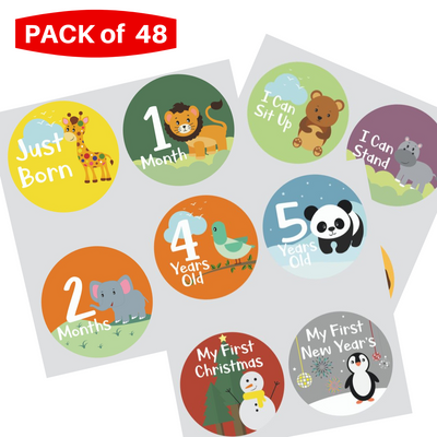 Little Jungle and Farm Animals Lover Baby Memory Book with 48 milestones stickers- First 5 Years - Laura Baby and Company