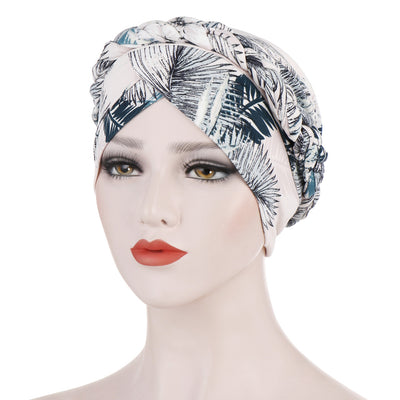 PRE-TIED Women African Turban with Rose Braided Knot Bonnet Beanie Cap Headwrap| Stretch Jersey Knit Wraps Scarf Turbans Ties | Headbands | Bandana - Laura Baby and Company