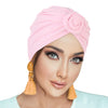 PRE-TIED Women Headwrap Turban with Rose Flower Knot | Pre-Tied Bonnet Beanie Cap | Stretch Jersey Lightweight Breathable Wraps | Headbands | Bandana - Laura Baby and Company