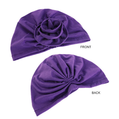 PRE-TIED Women Headwrap Turban with Rose Flower Knot | Pre-Tied Bonnet Beanie Cap | Stretch Jersey Lightweight Breathable Wraps | Headbands | Bandana - Laura Baby and Company