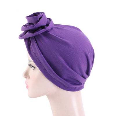 PRE-TIED Women Headwrap Turban with Rose Flower Knot | Pre-Tied Bonnet Beanie Cap | Stretch Jersey Lightweight Breathable Wraps | Headbands | Bandana - Laura Baby and Company