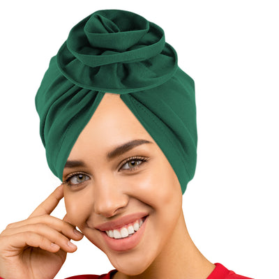 PRE-TIED Women Headwrap Turban with Rose Flower Knot | Pre-Tied Bonnet Beanie Cap | Stretch Jersey Lightweight Breathable Wraps | Headbands | Bandana - Laura Baby and Company