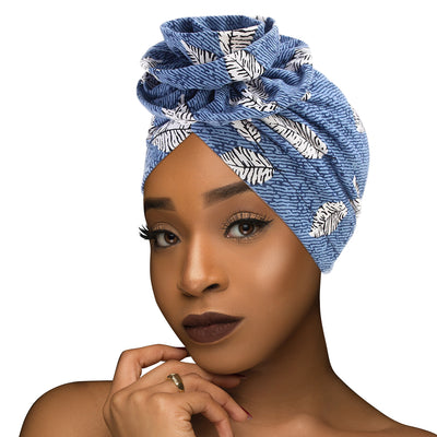 PRE-TIED Women African Turban with Rose Flower Knot | Pre-Tied Bonnet Beanie Cap Headwrap| Stretch Jersey Solid Colors and Floral Knit Wraps Scarf - Laura Baby and Company