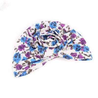 PRE-TIED Women African Turban with Rose Flower Knot | Pre-Tied Bonnet Beanie Cap Headwrap| Stretch Jersey Solid Colors and Floral Knit Wraps Scarf - Laura Baby and Company