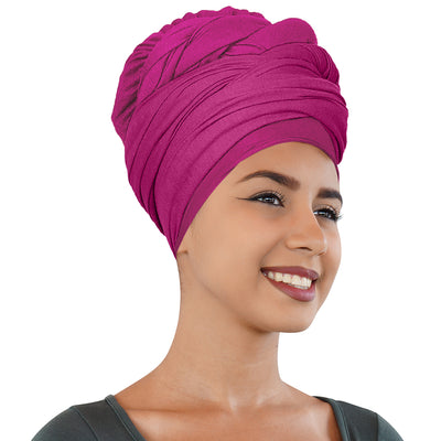 Black and Fuchsia Solid Color Head Wrap-2 Pcs