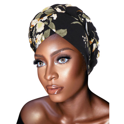 Floral Printed PRE-TIED Women Beanie Cap